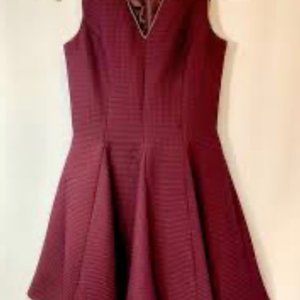 INA BURGUNDY FLATTERING A LINE DRESS